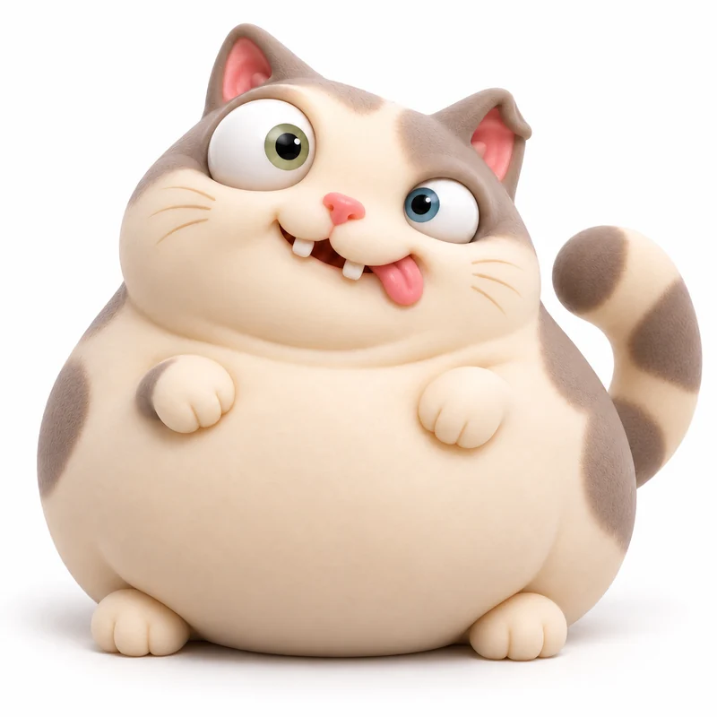CatWonk cat squishy, approximately 12 cm, front view