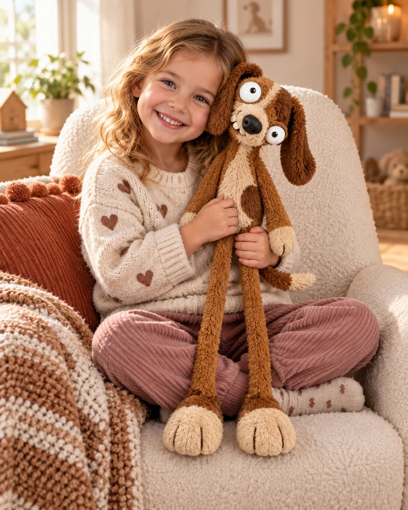 DogMomo 50 cm plush dog Teddy with a child