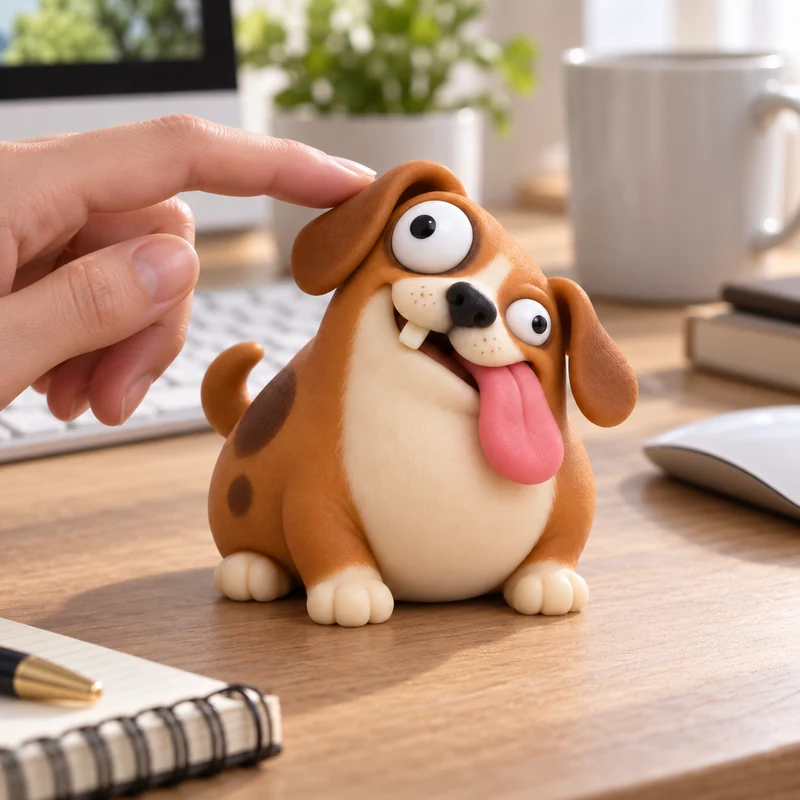 DogWuff dog squishy, approximately 12 cm, lifestyle image