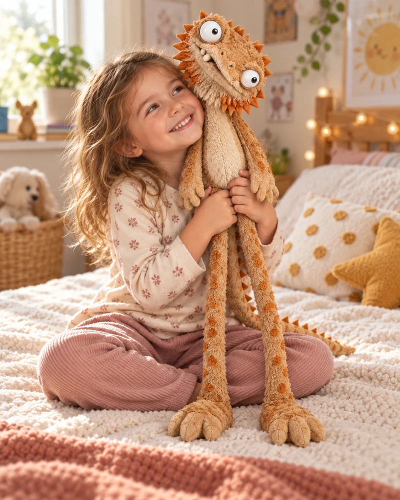 DragonMimi 50 cm plush bearded dragon Teddy with a child
