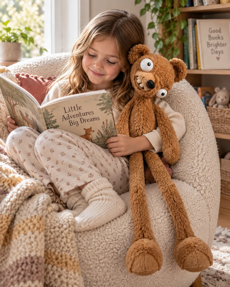 TudeluTeddy beside a child reading